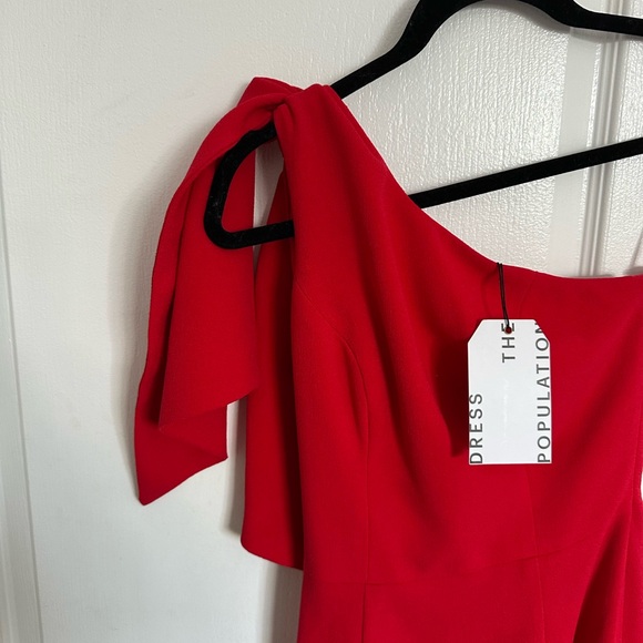 NWT Dress the Population Vibrant Red One-Shoulder Dress - Size XXS - Picture 8 of 13